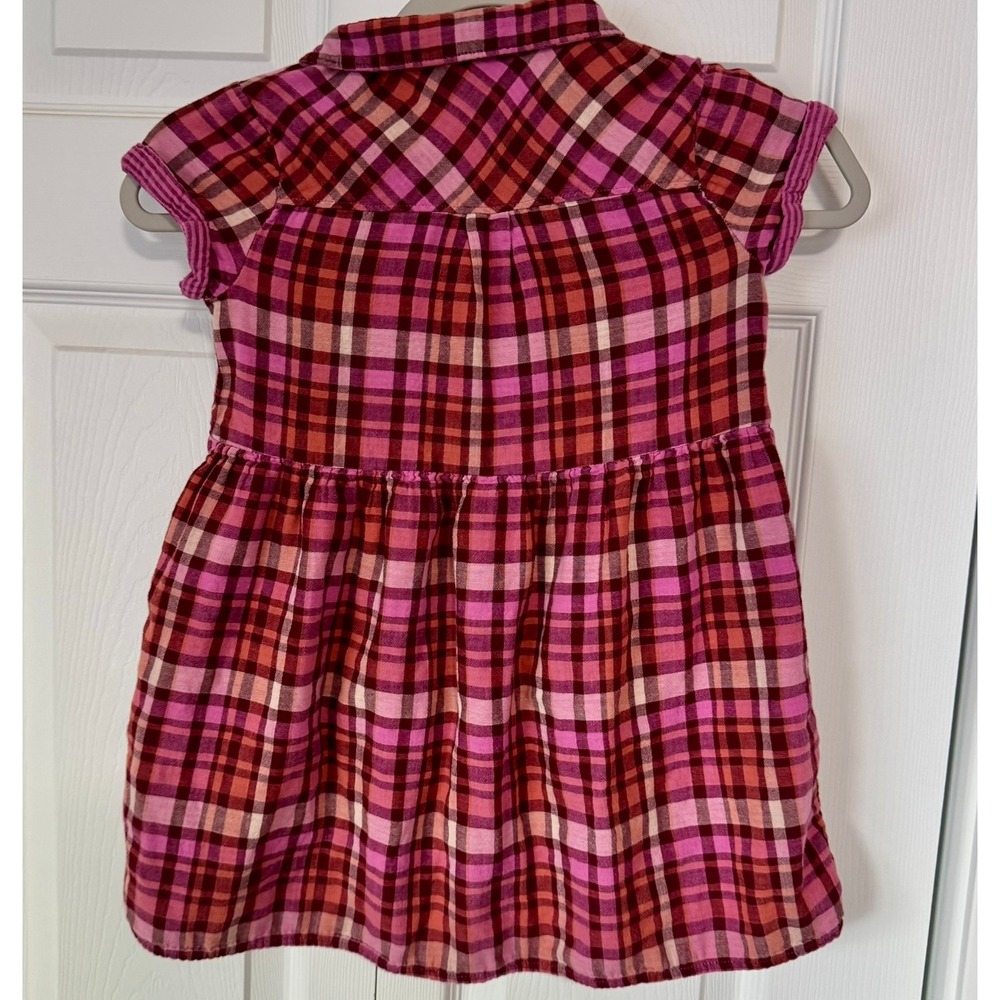 Cat & Jack Girls Plaid Button Down Shirt Dress Pink Size S 6/6X with pockets - Picture 6 of 6